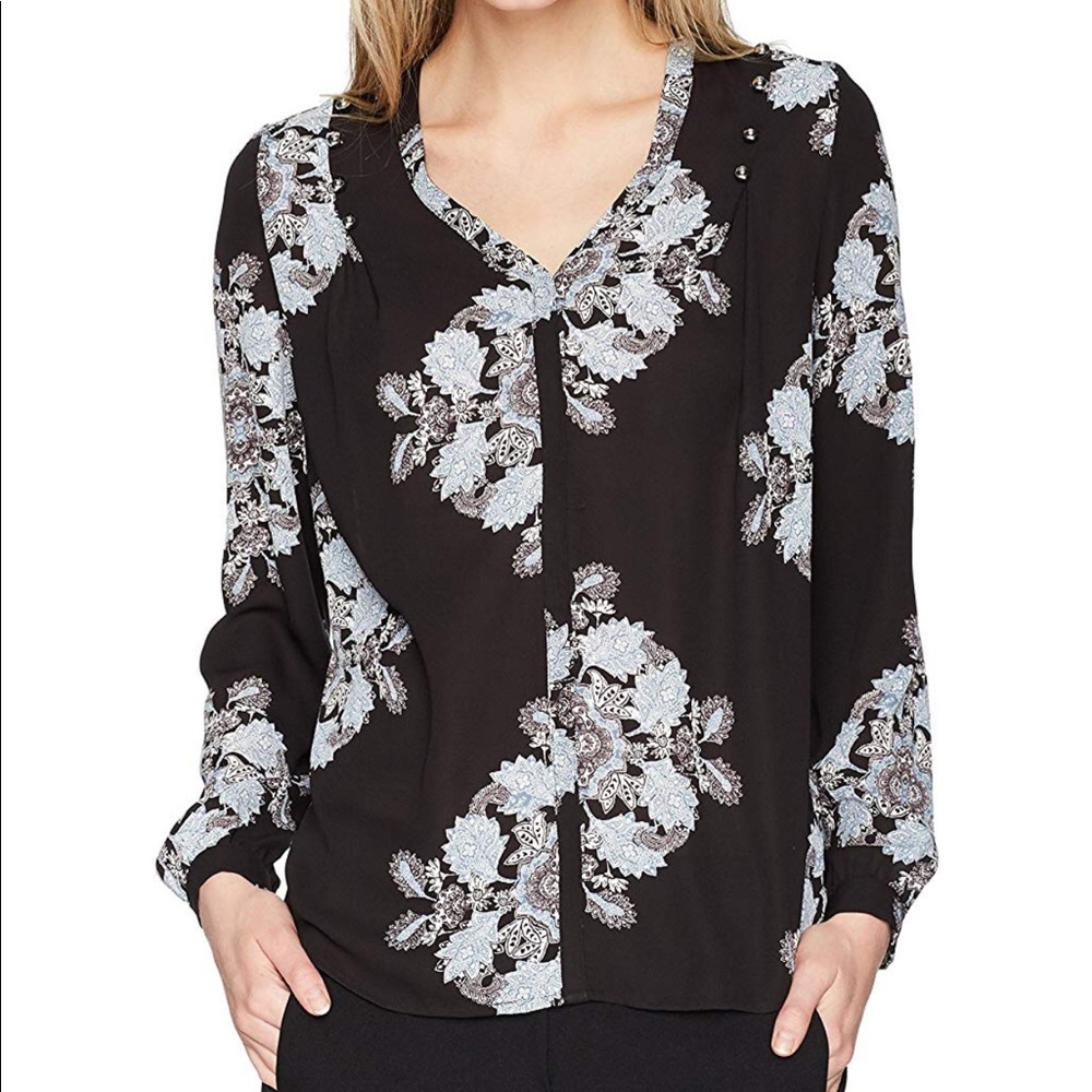 Ivanka Tapestry-Print V-Neck Blouse